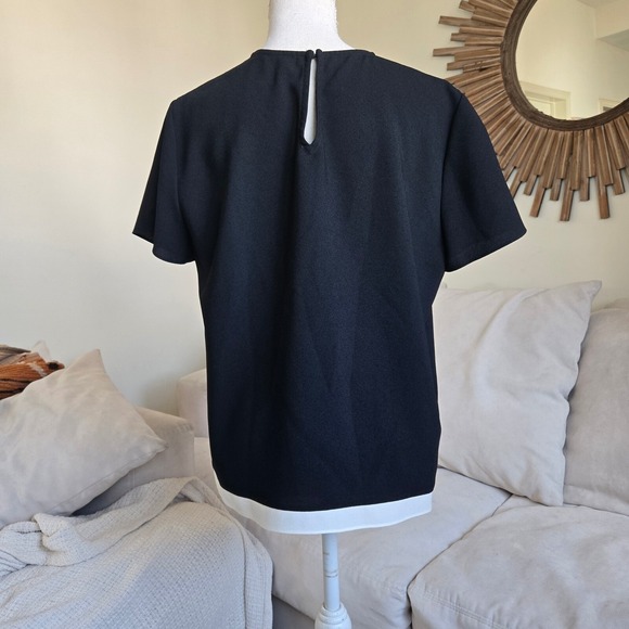 Jenni Kayne Large Black Crepe Pullover Oversized Short Sleeve Relaxed Fit Top - Picture 3 of 8